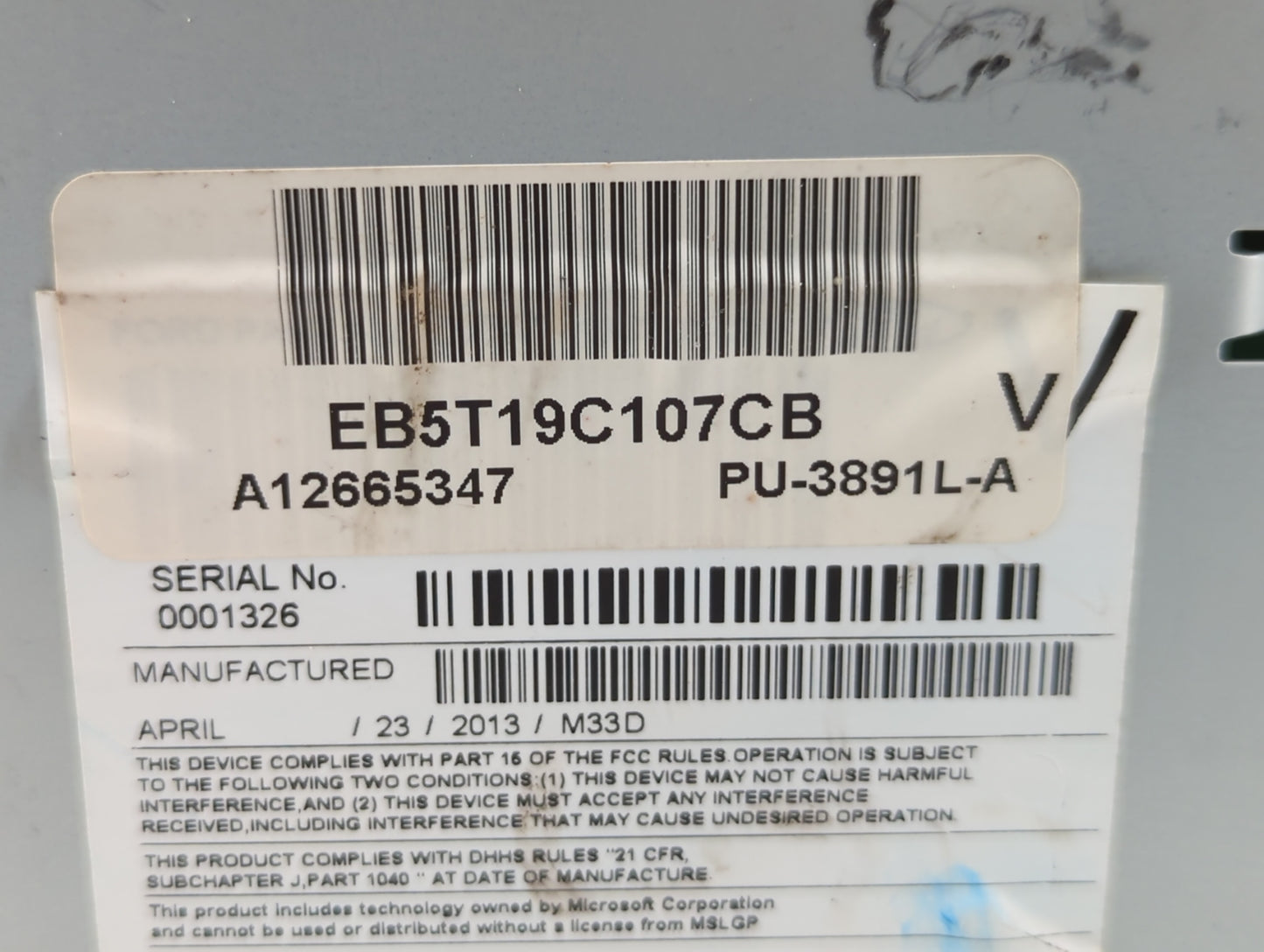 2014 Ford Explorer Radio AM FM Cd Player Receiver Replacement P/N:EB5T19C107CB EB5T-19C107-CB Fits OEM Used Auto Parts - Oem