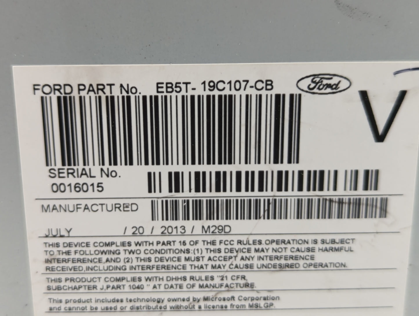 2014 Ford Explorer Radio AM FM Cd Player Receiver Replacement P/N:EB5T19C107CB EB5T-19C107-CB Fits OEM Used Auto Parts - Oem