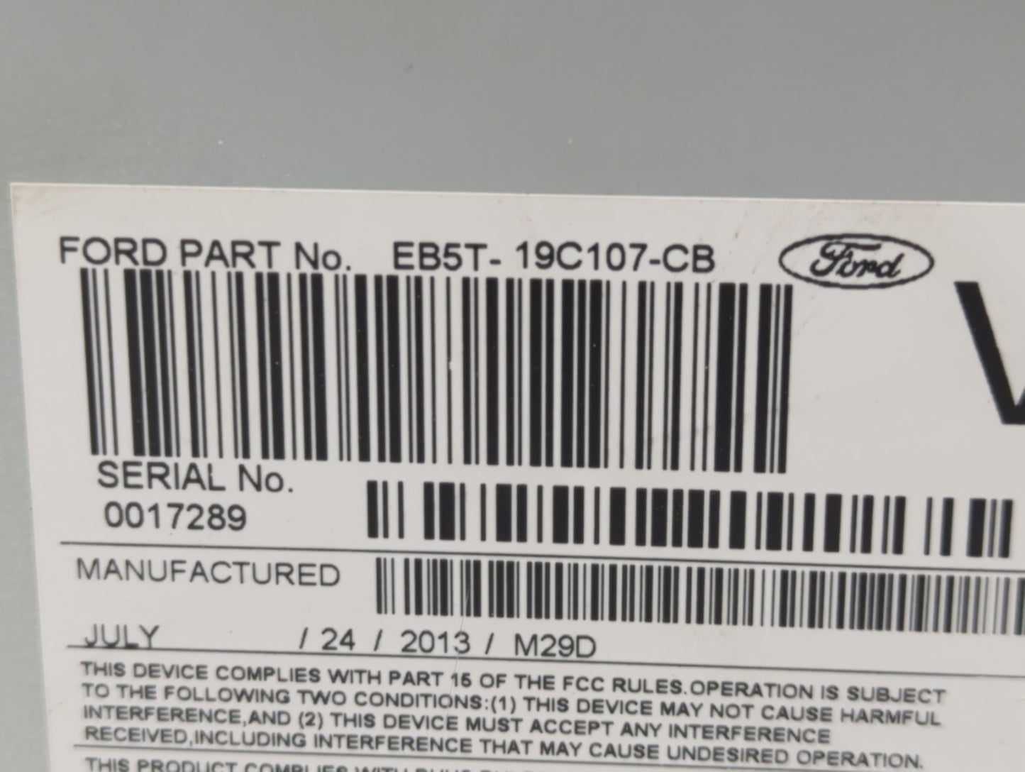 2014 Ford Explorer Radio AM FM Cd Player Receiver Replacement P/N:EB5T19C107CB EB5T-19C107-CB Fits OEM Used Auto Parts - Oem