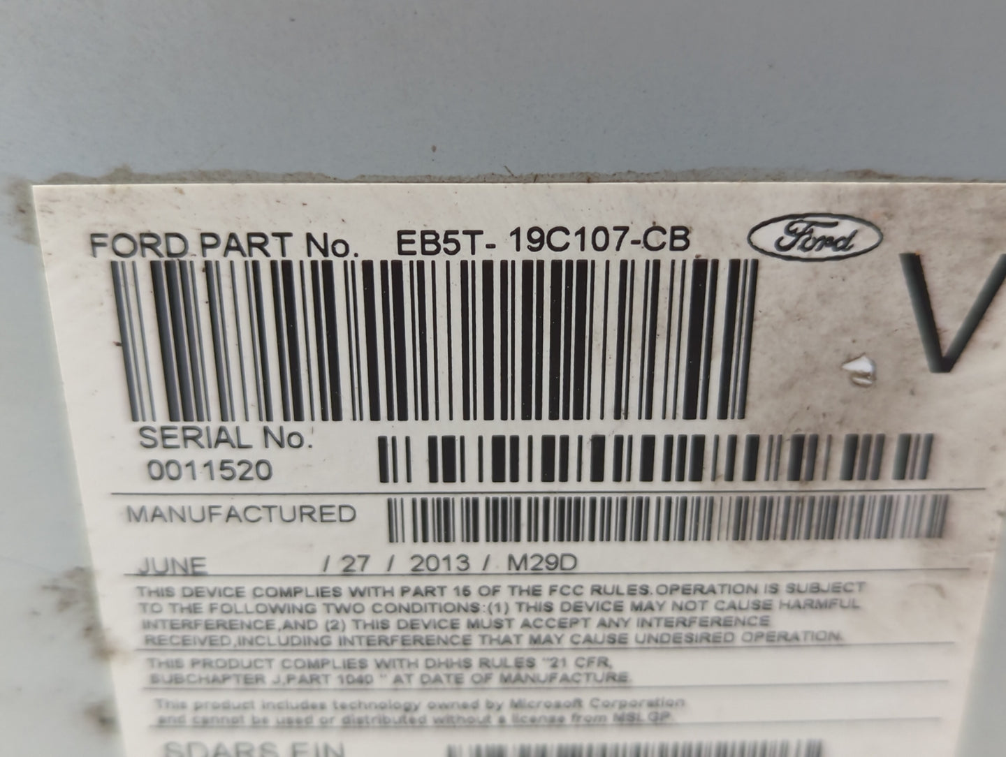 2014 Ford Explorer Radio AM FM Cd Player Receiver Replacement P/N:EB5T19C107CB EB5T-19C107-CB Fits OEM Used Auto Parts - Oem