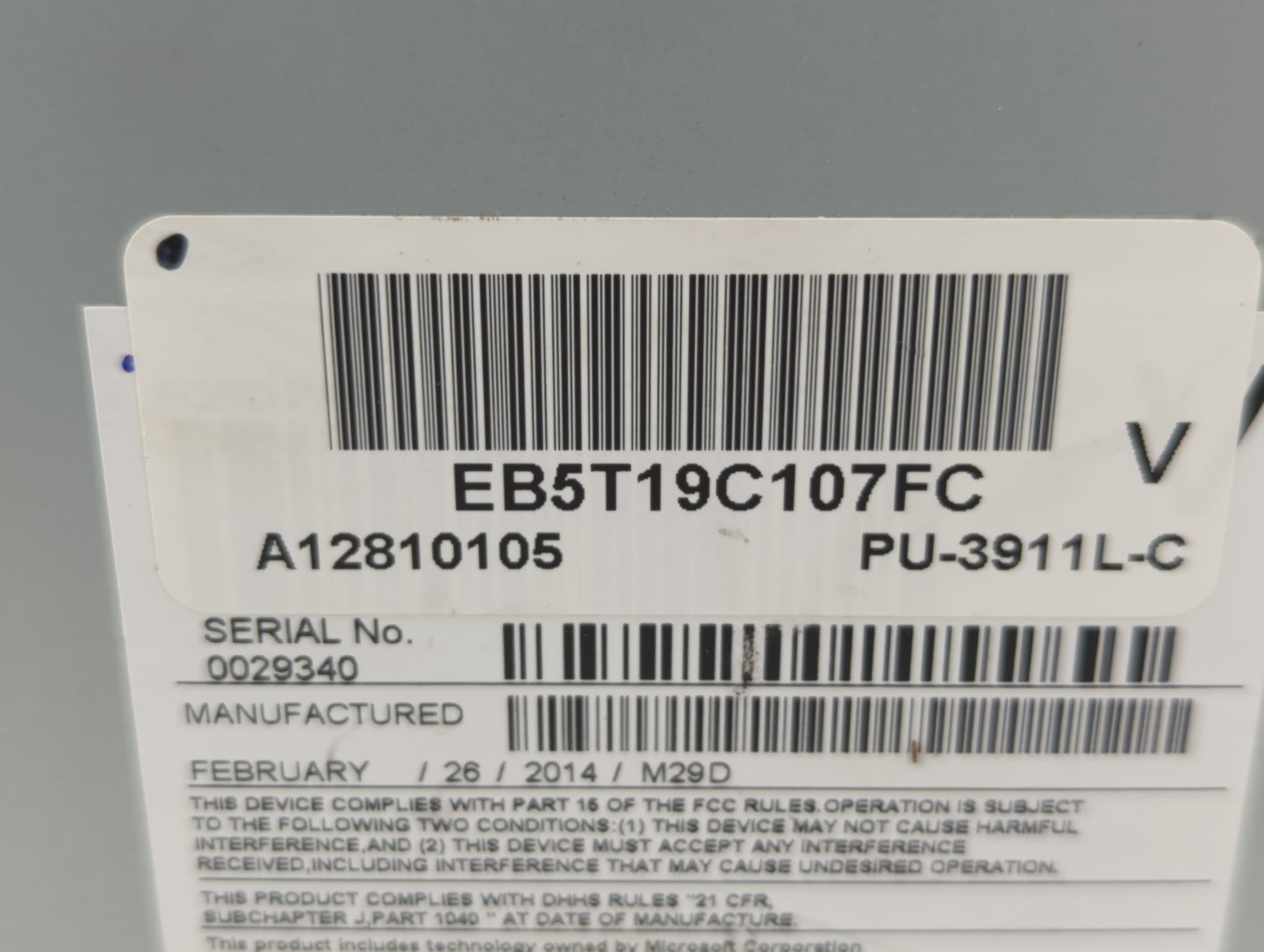2014 Ford Explorer Radio AM FM Cd Player Receiver Replacement P/N:EB5T19C107FC 84764225 Fits OEM Used Auto Parts - Oemusedau