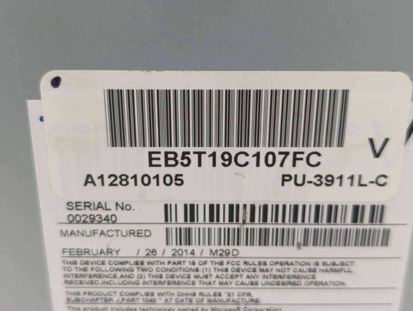 2014 Ford Explorer Radio AM FM Cd Player Receiver Replacement P/N:EB5T19C107FC 84764225 Fits OEM Used Auto Parts - Oemusedau