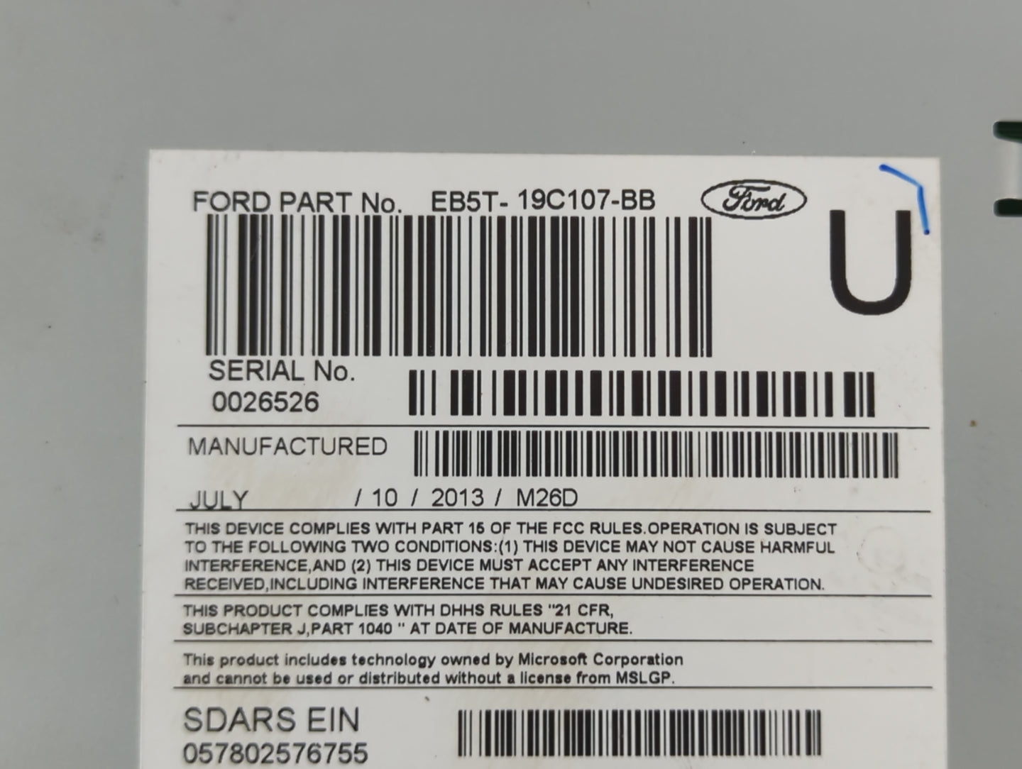2014 Ford Explorer Radio AM FM Cd Player Receiver Replacement P/N:EB5T-19C107-BB Fits OEM Used Auto Parts - Oemusedautoparts