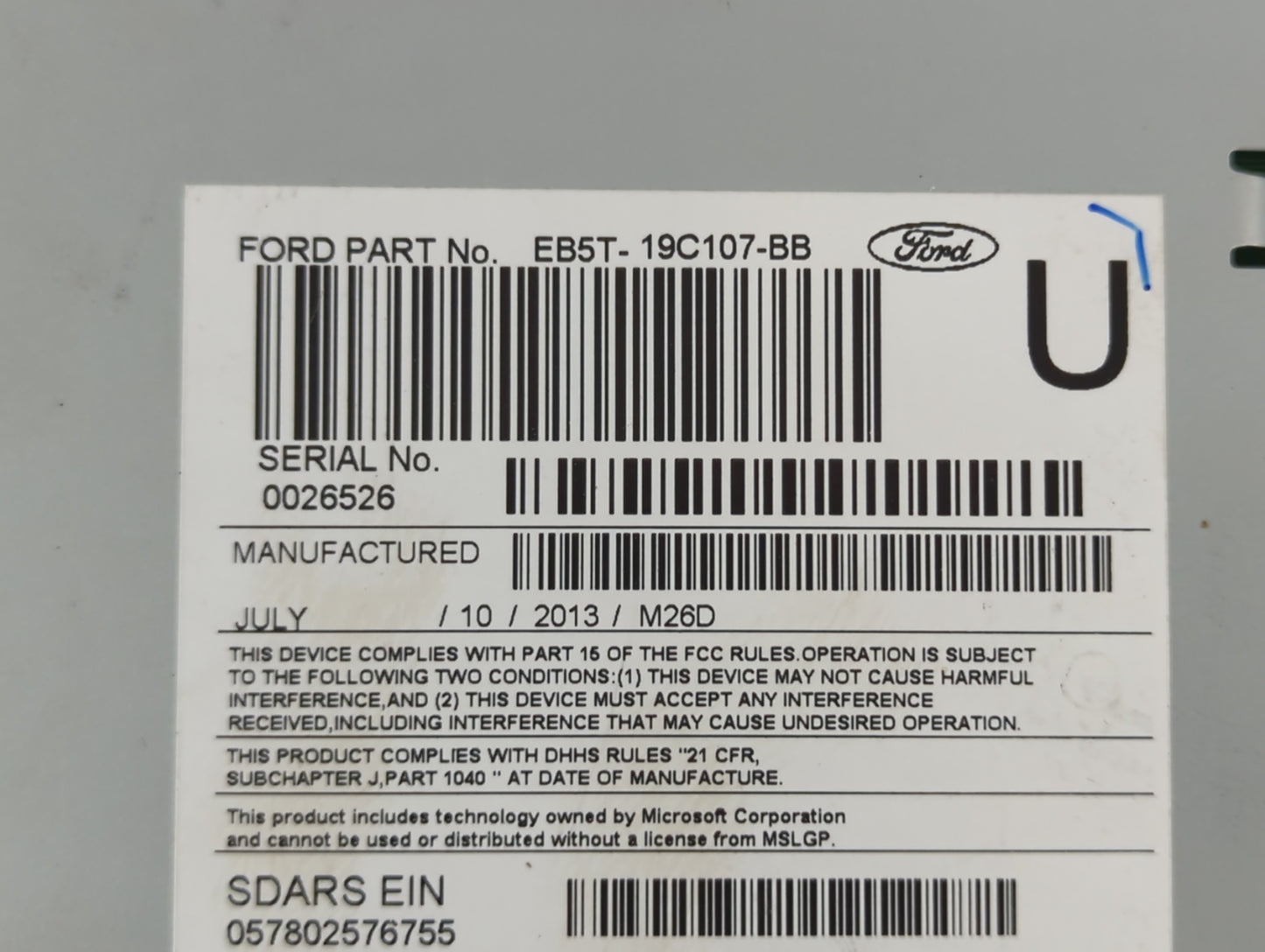 2014 Ford Explorer Radio AM FM Cd Player Receiver Replacement P/N:EB5T-19C107-BB Fits OEM Used Auto Parts - Oemusedautoparts