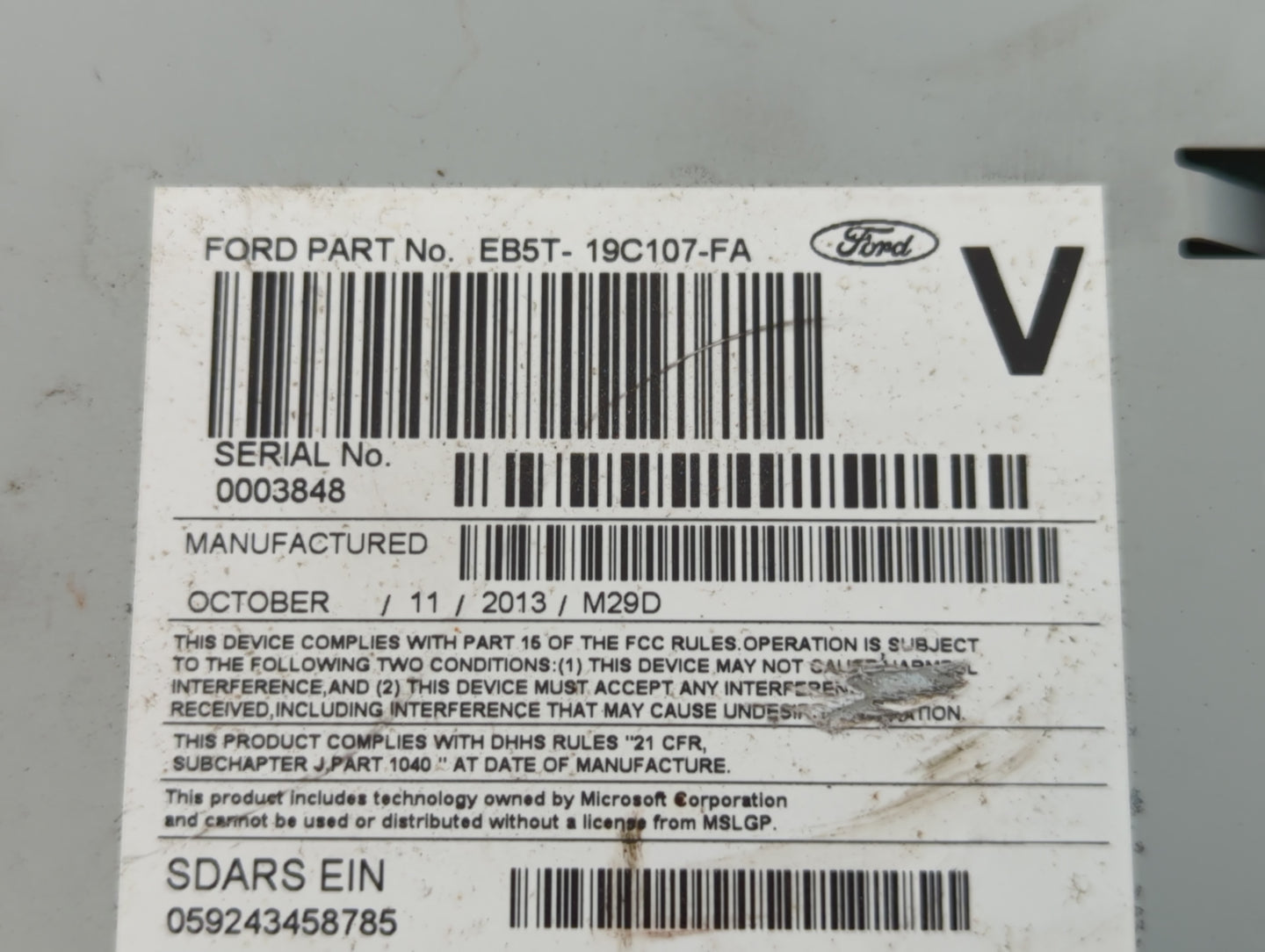 2014 Ford Explorer Radio AM FM Cd Player Receiver Replacement P/N:EB5T-19C107-FA Fits OEM Used Auto Parts - Oemusedautoparts