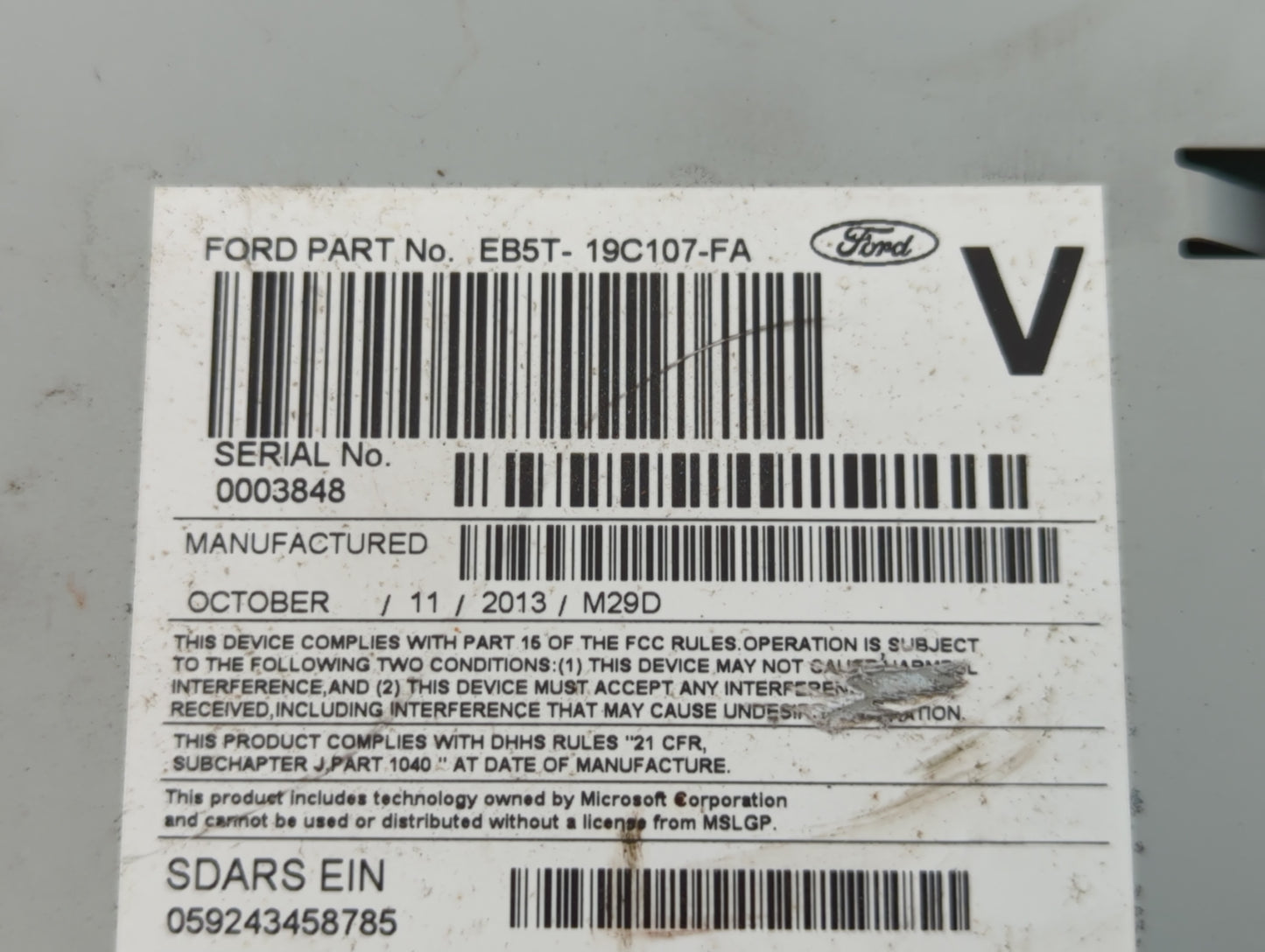 2014 Ford Explorer Radio AM FM Cd Player Receiver Replacement P/N:EB5T-19C107-FA Fits OEM Used Auto Parts - Oemusedautoparts