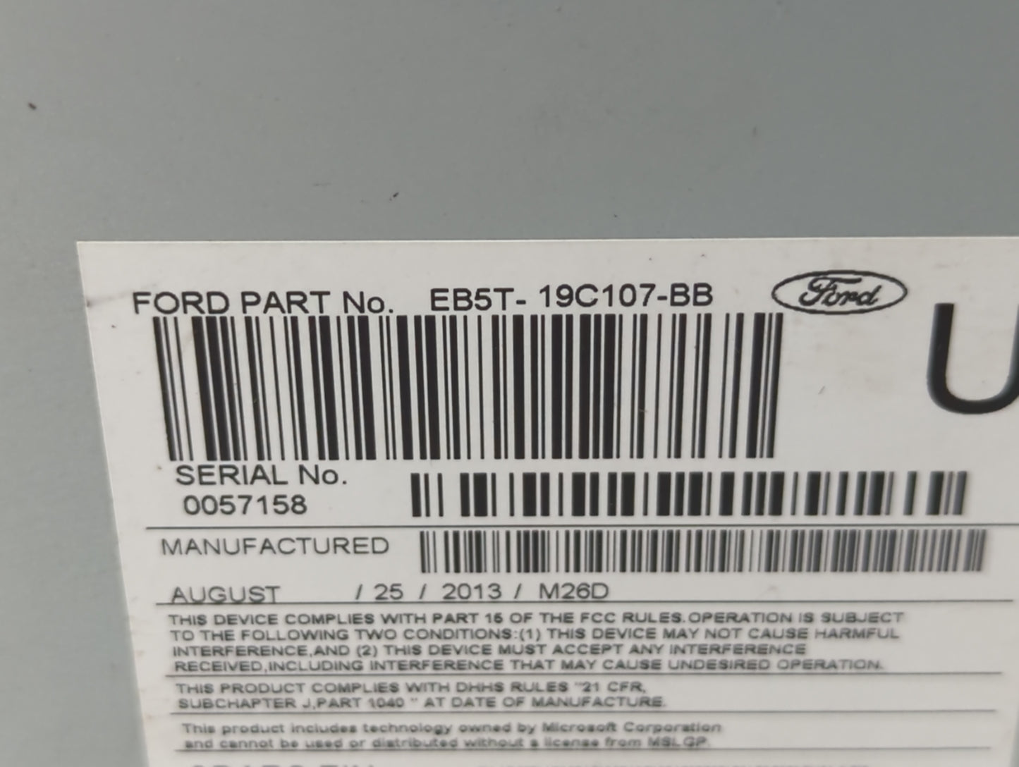 2014 Ford Explorer Radio AM FM Cd Player Receiver Replacement P/N:PU-3890L-A A12665347, EB5T19C107BB Fits OEM Used Auto Part