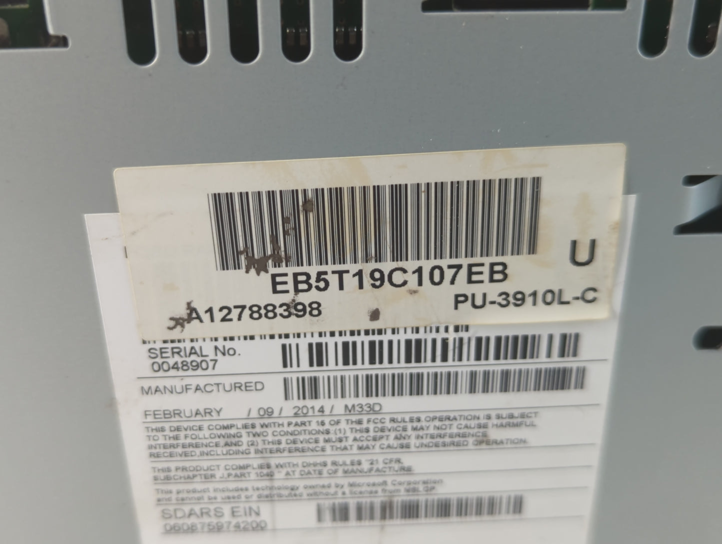2013-2014 Ford Explorer Radio AM FM Cd Player Receiver Replacement P/N:A12788398 EB5T19C107EB Fits Fits 2013 2014 OEM Used A