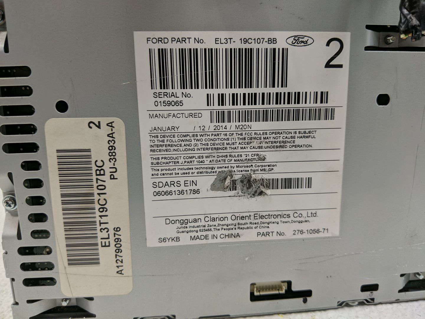 2012-2014 Ford F-150 Radio AM FM Cd Player Receiver Replacement P/N:EL3T-19C107-BB Fits Fits 2012 2013 2014 OEM Used Auto Pa
