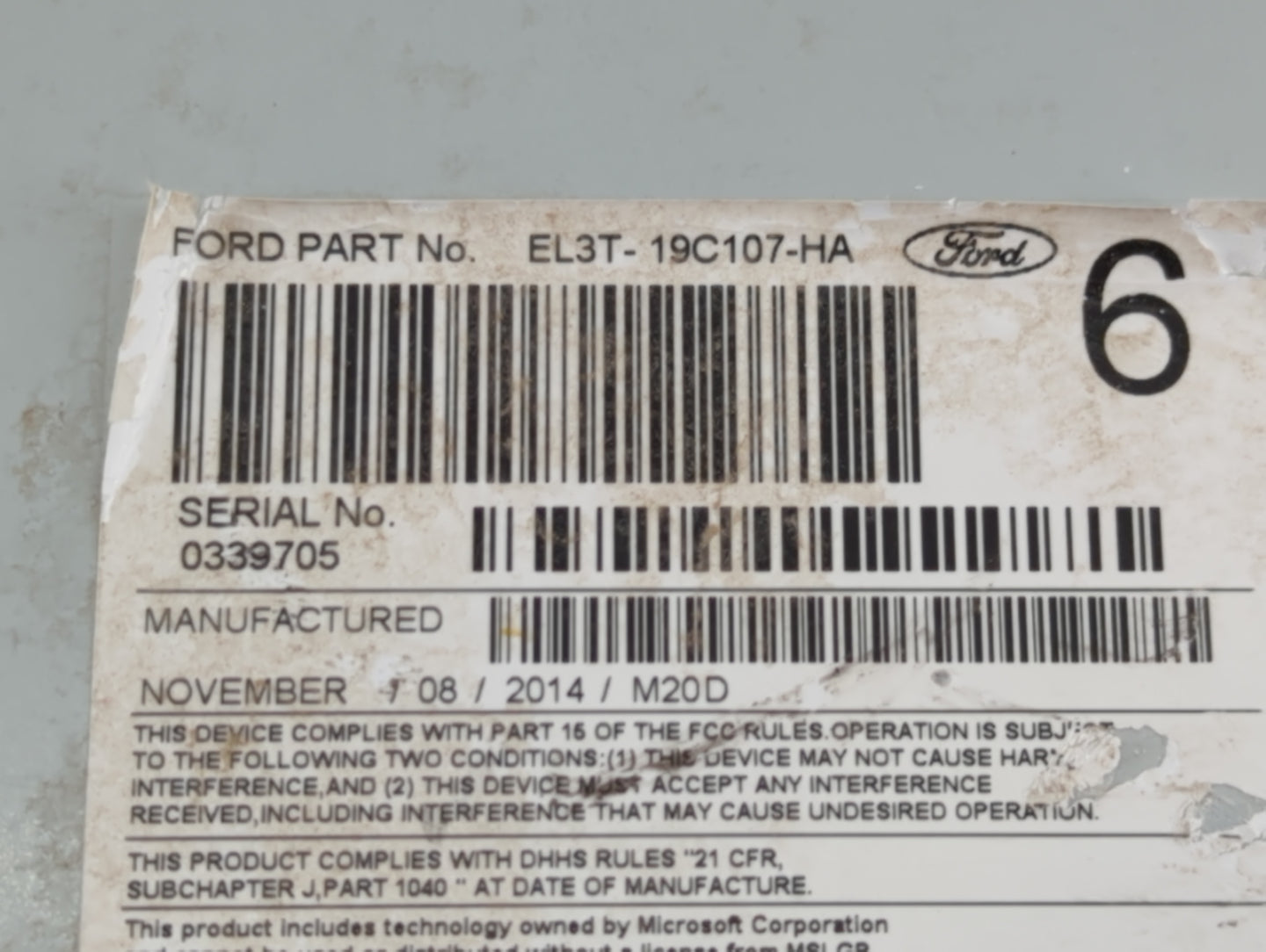 2014 Ford F-150 Radio AM FM Cd Player Receiver Replacement P/N:EL3T-19C107-HA Fits OEM Used Auto Parts - Oemusedautoparts1.c