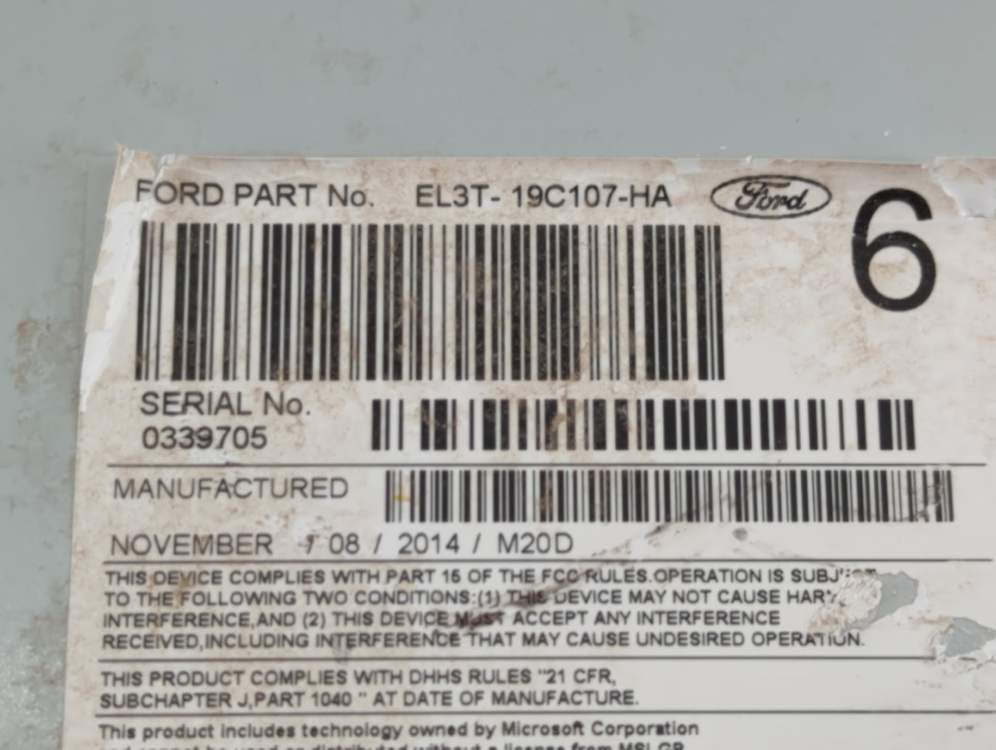 2014 Ford F-150 Radio AM FM Cd Player Receiver Replacement P/N:EL3T-19C107-HA Fits OEM Used Auto Parts - Oemusedautoparts1.c