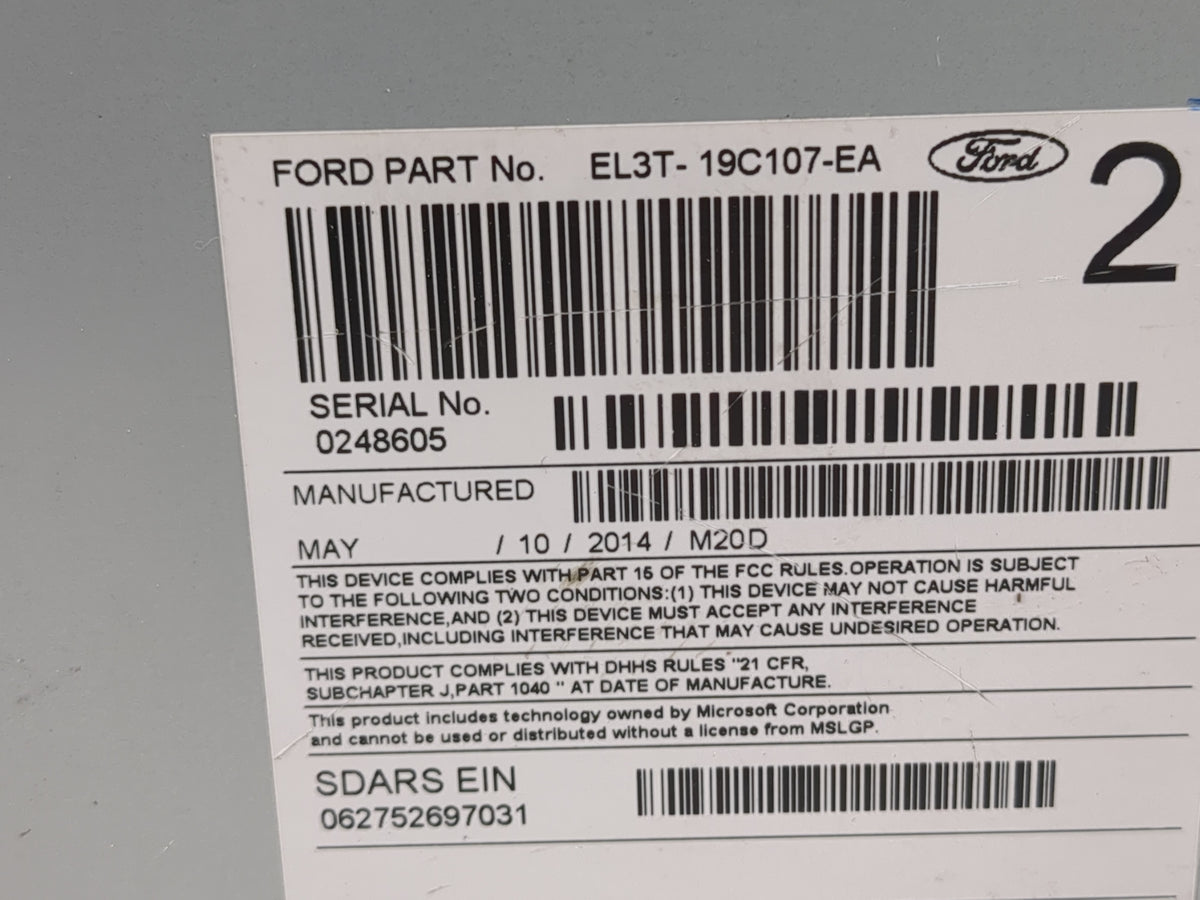 2014 Ford F-150 Radio AM FM Cd Player Receiver Replacement P/N:EL3T-19C107-EA Fits OEM Used Auto Parts - Oemusedautoparts1.c