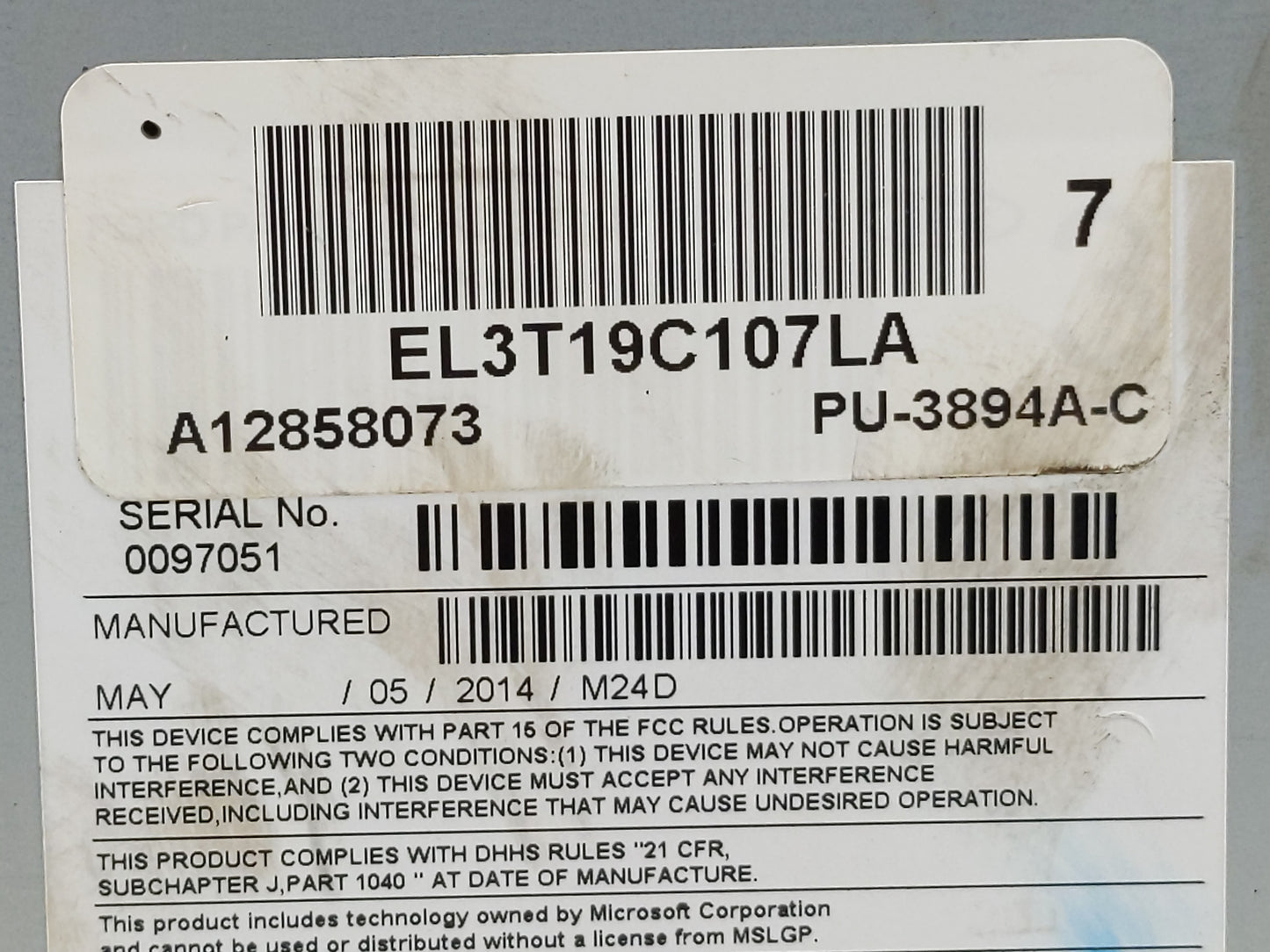 2014 Ford F-150 Radio AM FM Cd Player Receiver Replacement P/N:EL3T19C107LA Fits OEM Used Auto Parts - Oemusedautoparts1.com