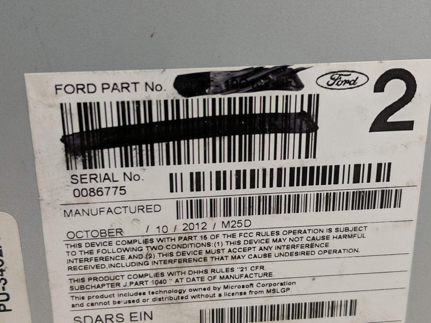 2013-2014 Ford F-150 Radio AM FM Cd Player Receiver Replacement P/N:PU-3462A-E Fits Fits 2013 2014 OEM Used Auto Parts - Oem