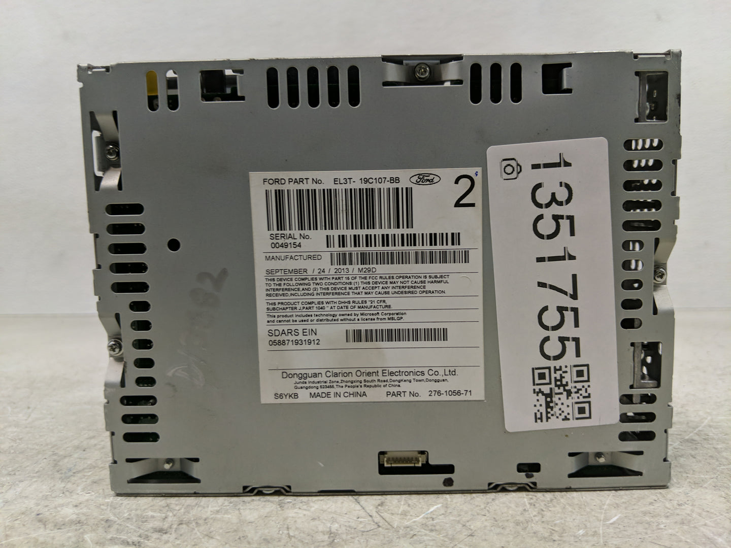 2014 Ford F-150 Radio AM FM Cd Player Receiver Replacement P/N:EL3T-19C107-BB Fits OEM Used Auto Parts - Oemusedautoparts1.c