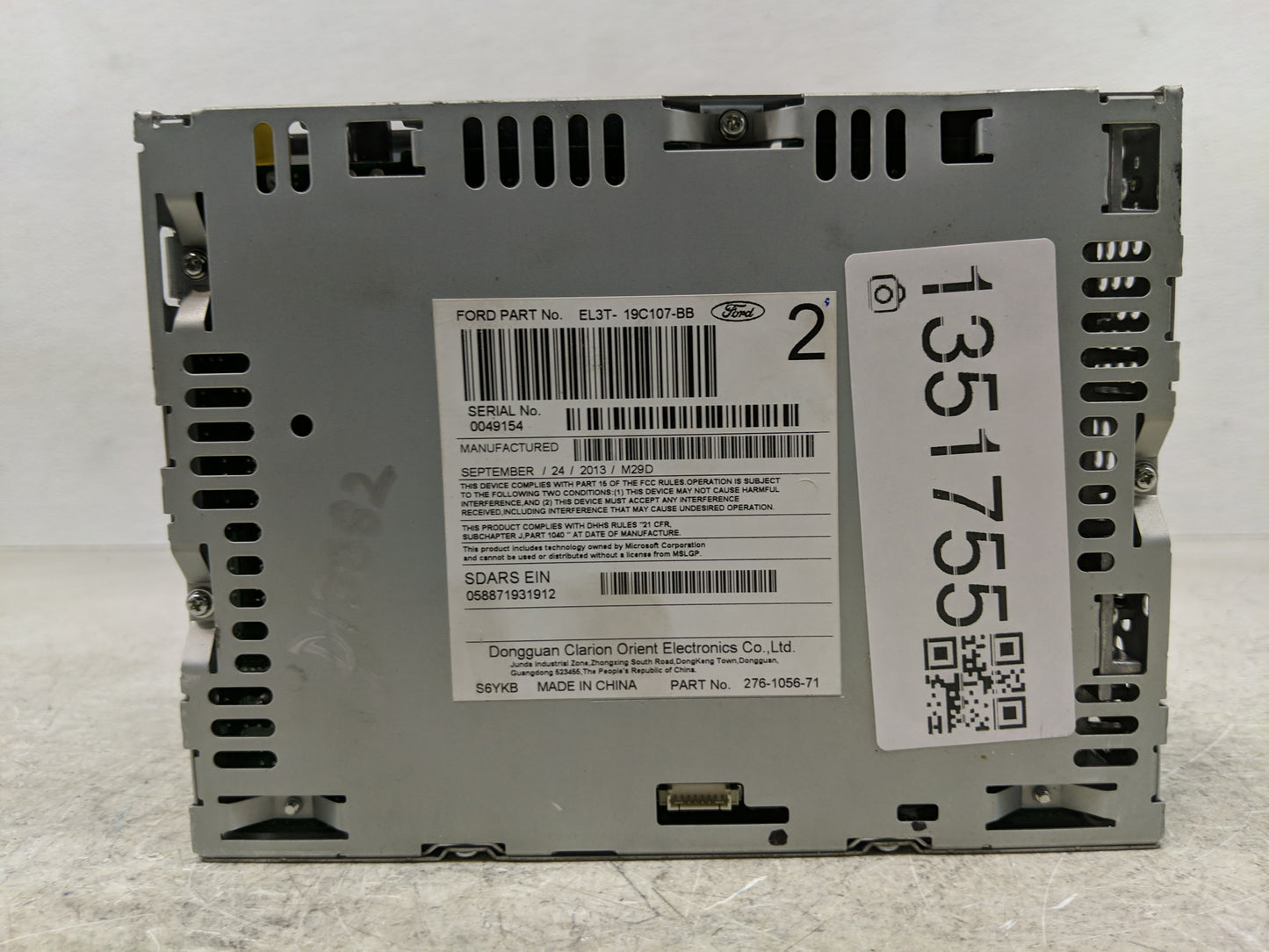 2014 Ford F-150 Radio AM FM Cd Player Receiver Replacement P/N:EL3T-19C107-BB Fits OEM Used Auto Parts - Oemusedautoparts1.c