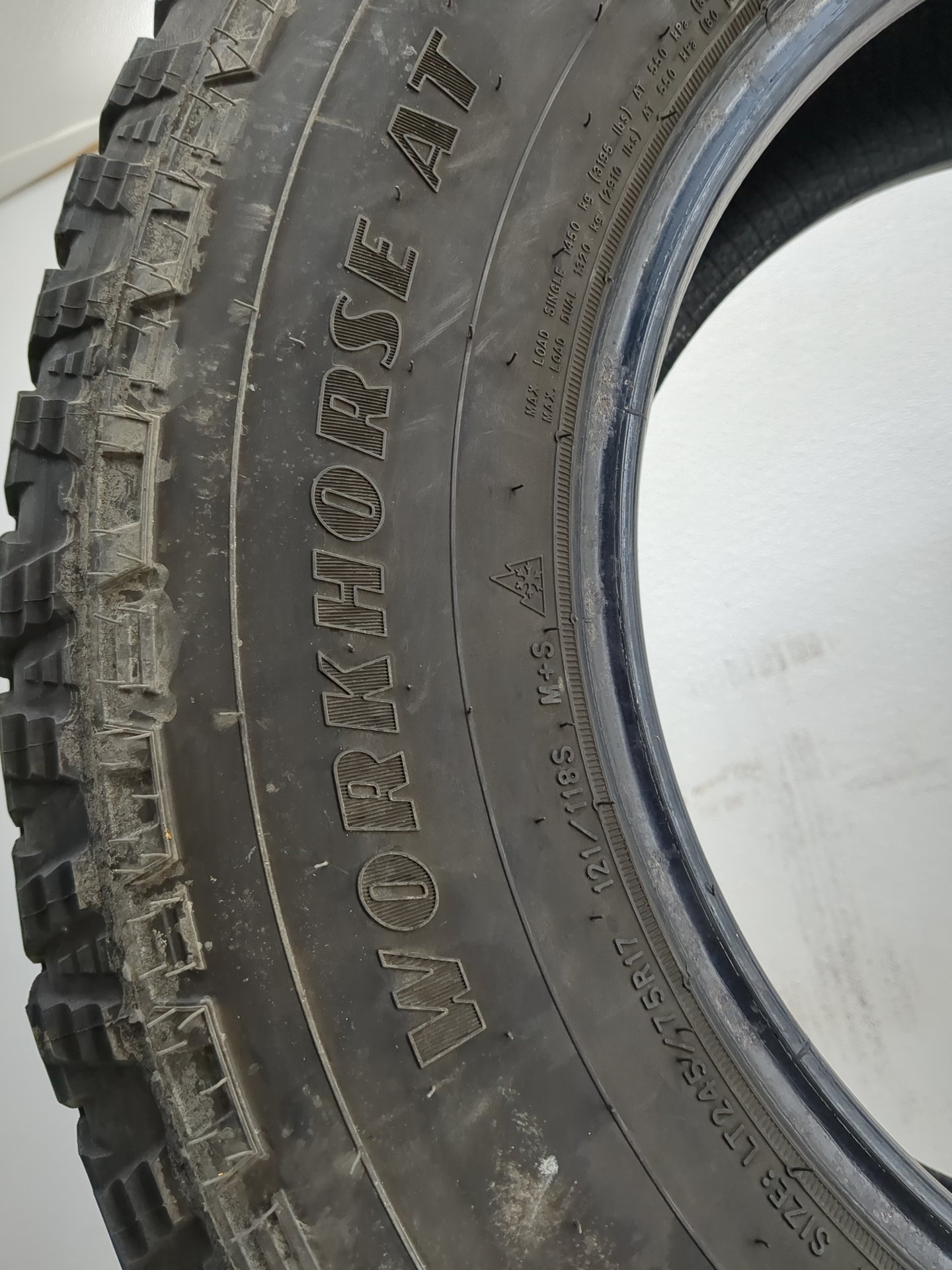 Used Tire LT245/75R17 GOODYEAR WORKHORSE AT 121/118S - Tread Depth 10/32 - Oemusedautoparts1.com