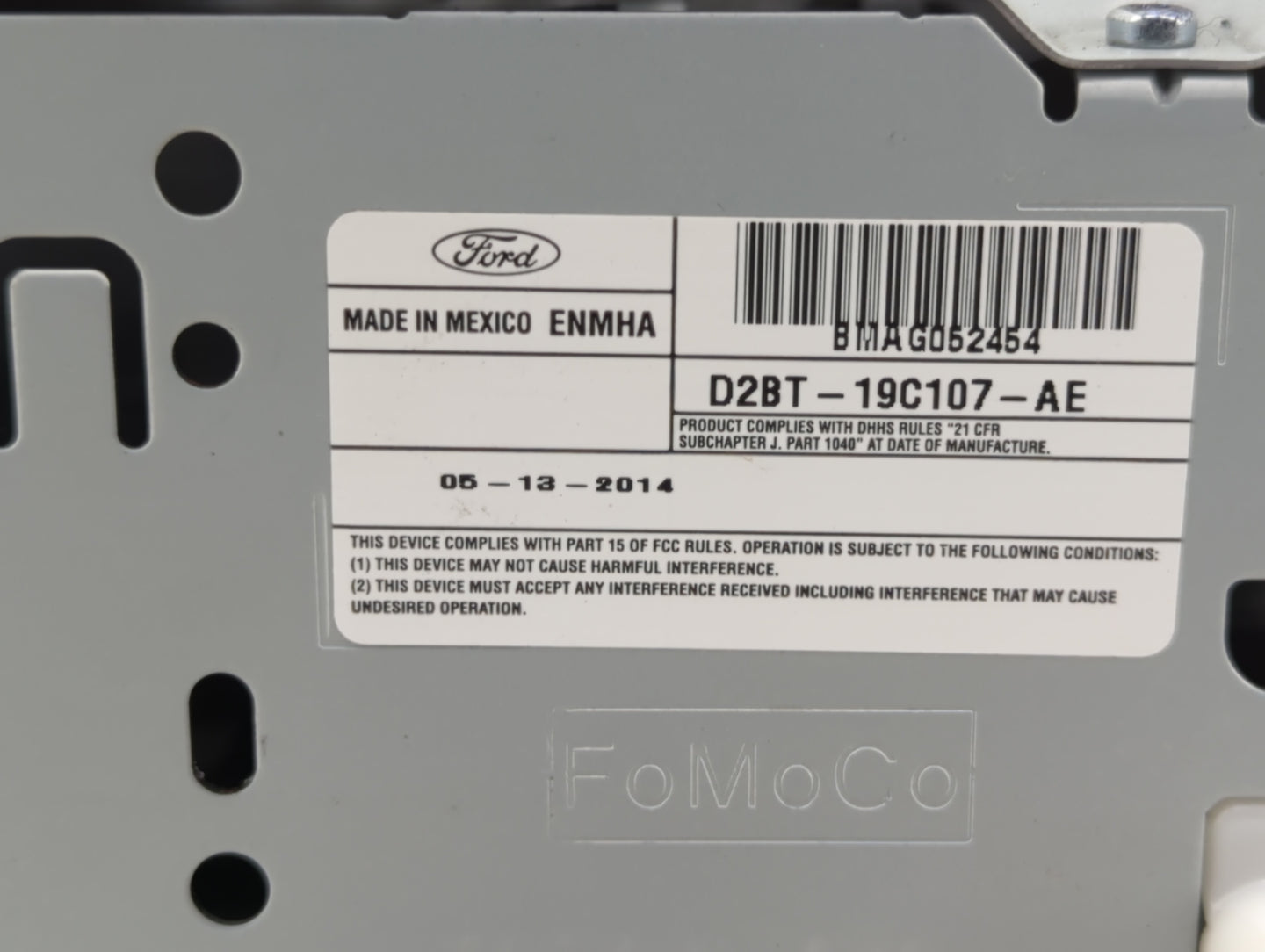 2014-2015 Ford Fiesta Radio AM FM Cd Player Receiver Replacement P/N:D2BT-19C107-AE Fits Fits 2014 2015 OEM Used Auto Parts 