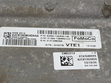 2014-2015 Ford Fiesta PCM Engine Control Computer ECU ECM PCU OEM P/N:A2C81963804DAAA E2BA-12A650-UB Fits 2014 2015 OEM Used Auto Parts