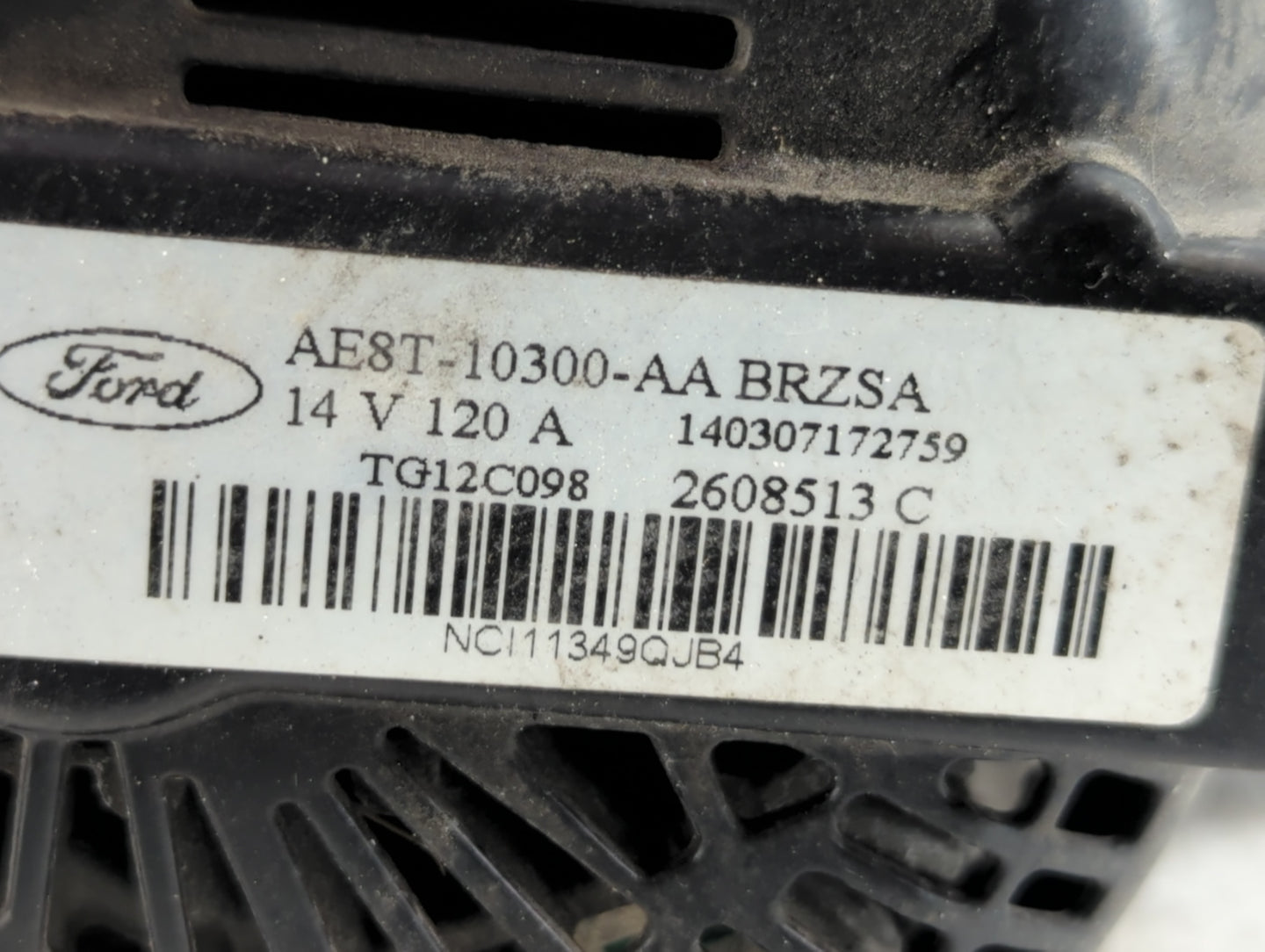 2011-2019 Ford Fiesta Alternator Replacement Generator Charging Assembly Engine OEM P/N:AE8T-10300-AA Fits OEM Used Auto Par