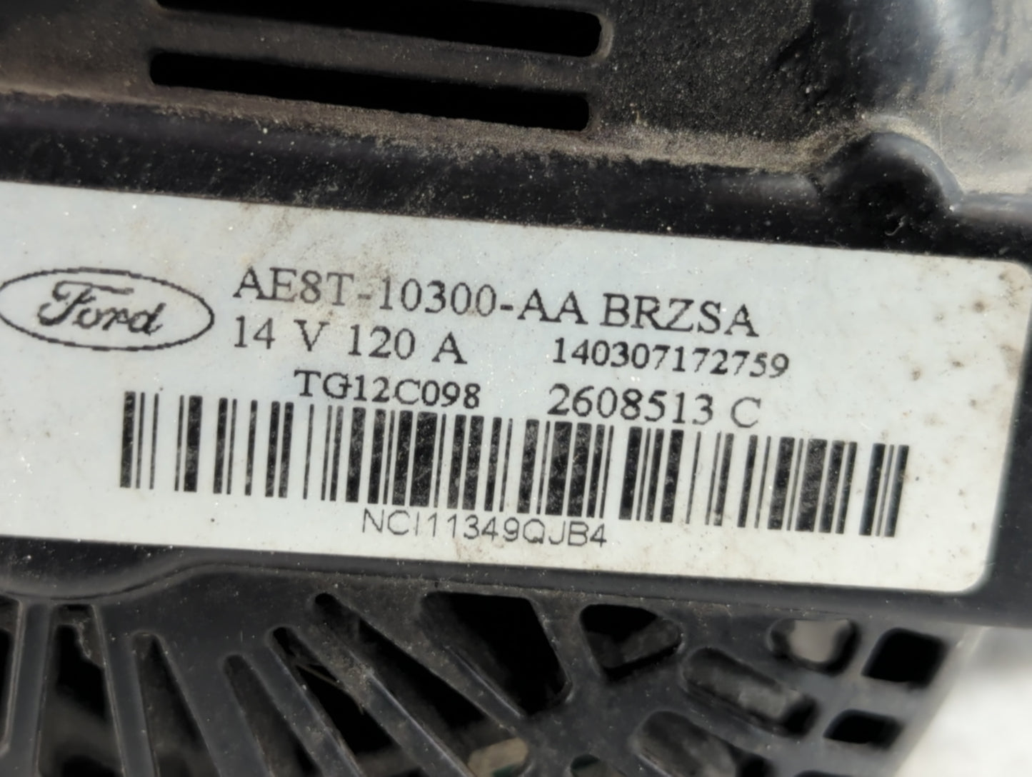 2011-2019 Ford Fiesta Alternator Replacement Generator Charging Assembly Engine OEM P/N:AE8T-10300-AA Fits OEM Used Auto Par