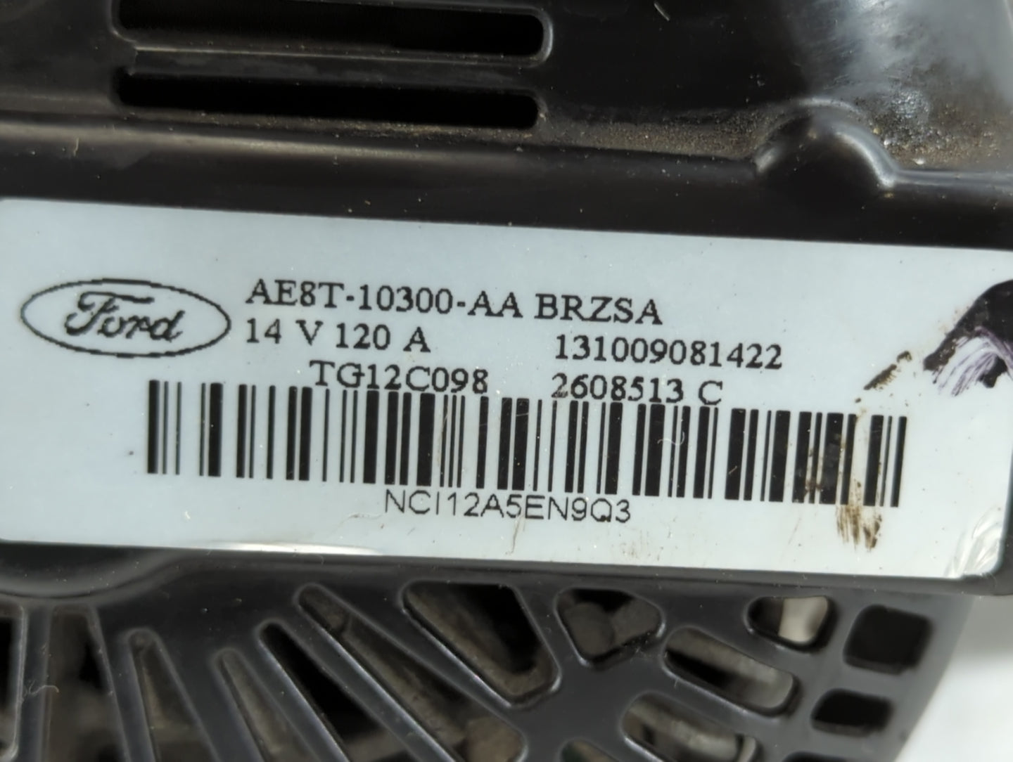 2011-2019 Ford Fiesta Alternator Replacement Generator Charging Assembly Engine OEM P/N:AE8T-10300-AA Fits OEM Used Auto Par