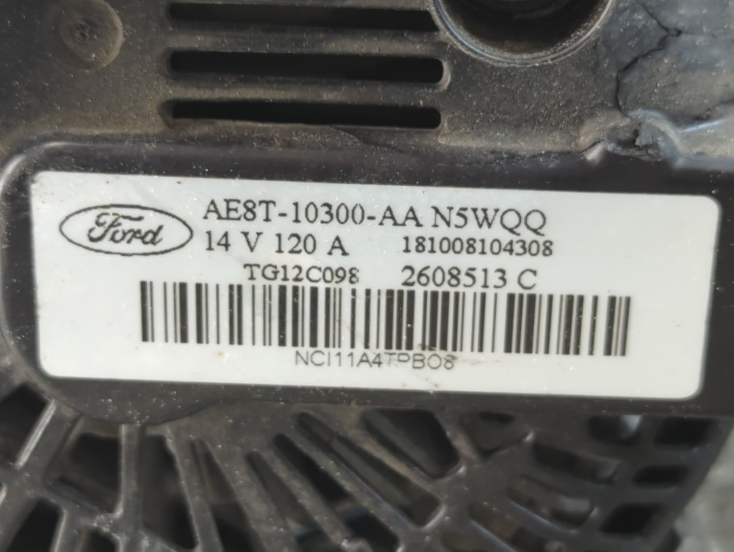 2011-2019 Ford Fiesta Alternator Replacement Generator Charging Assembly Engine OEM P/N:AE8T-10300-AA Fits OEM Used Auto Par