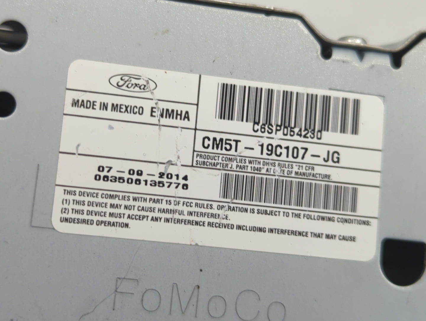 2012-2014 Ford Focus Radio AM FM Cd Player Receiver Replacement P/N:CM5T-19C107-JG Fits Fits 2012 2013 2014 OEM Used Auto Pa