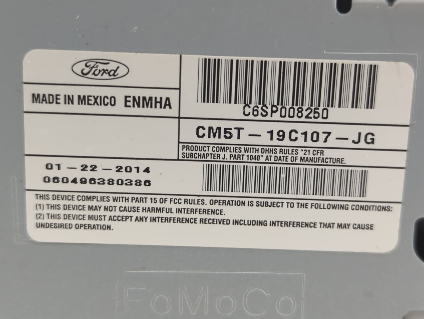 2012-2014 Ford Focus Radio AM FM Cd Player Receiver Replacement P/N:CM5T-19C107-JG Fits Fits 2012 2013 2014 OEM Used Auto Pa