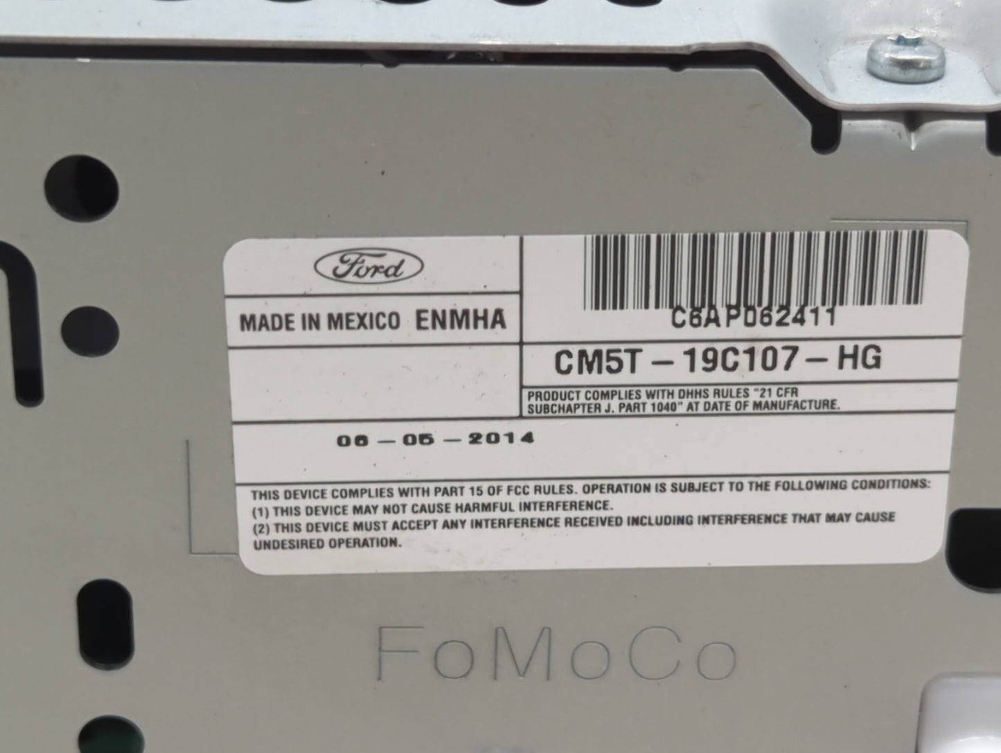 2012-2014 Ford Focus Radio AM FM Cd Player Receiver Replacement P/N:CM5T-19C107-HG Fits Fits 2012 2013 2014 OEM Used Auto Pa