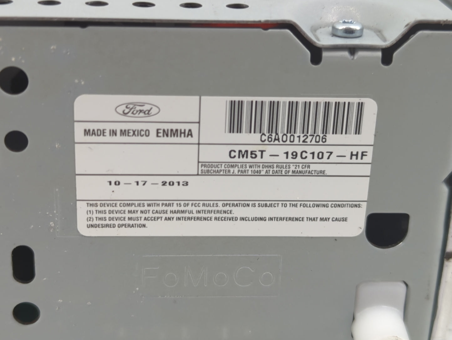 2013-2014 Ford Focus Radio AM FM Cd Player Receiver Replacement P/N:CM5T-19C107-HF A12734969 Fits Fits 2013 2014 OEM Used Au