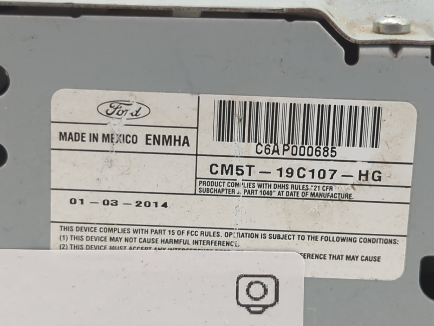 2012-2014 Ford Focus Radio AM FM Cd Player Receiver Replacement P/N:CM5T-19C107-HG Fits Fits 2012 2013 2014 OEM Used Auto Pa
