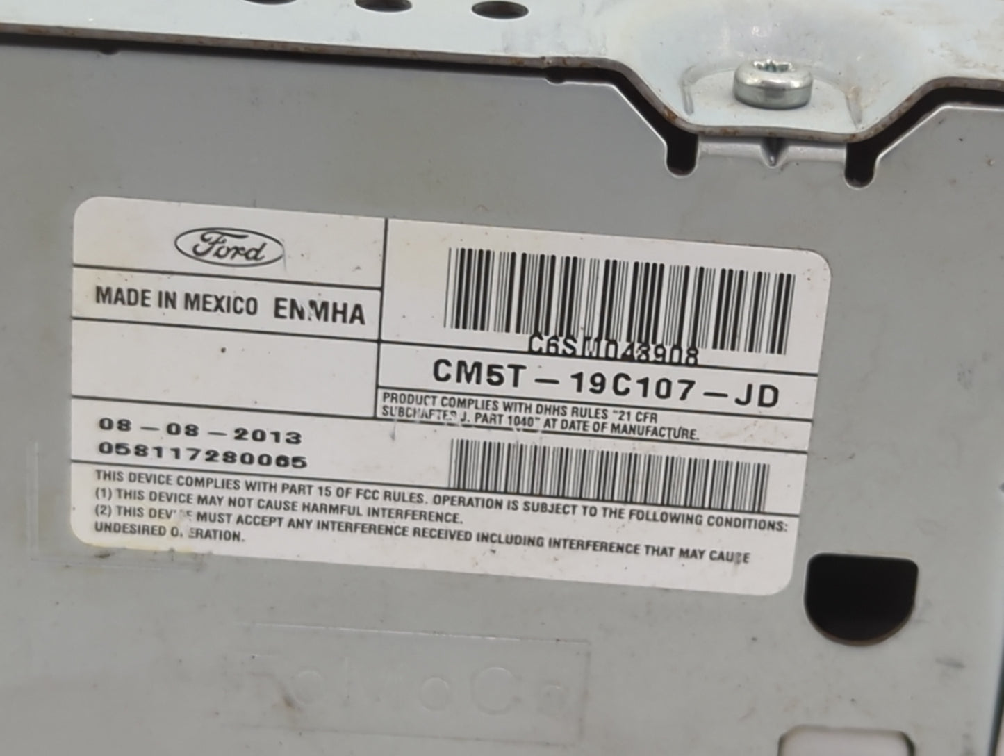 2012-2014 Ford Focus Radio AM FM Cd Player Receiver Replacement P/N:CM5T-19C107-JD Fits Fits 2012 2013 2014 OEM Used Auto Pa