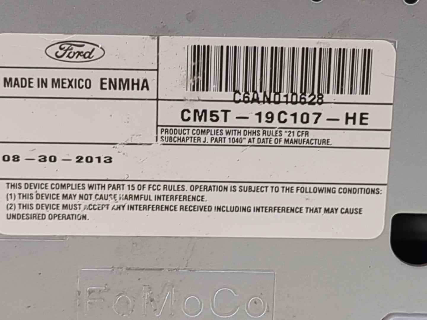 2012-2014 Ford Focus Radio AM FM Cd Player Receiver Replacement P/N:CM5T-19C107-HE Fits Fits 2012 2013 2014 OEM Used Auto Pa