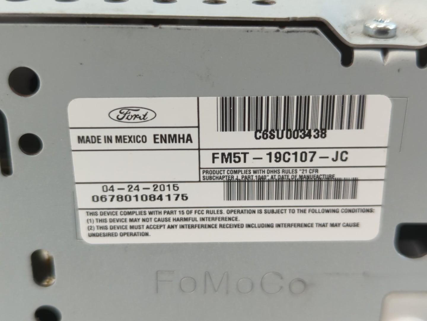 2012-2014 Ford Focus Radio AM FM Cd Player Receiver Replacement P/N:FM5T-19C107-JC Fits Fits 2012 2013 2014 OEM Used Auto Pa