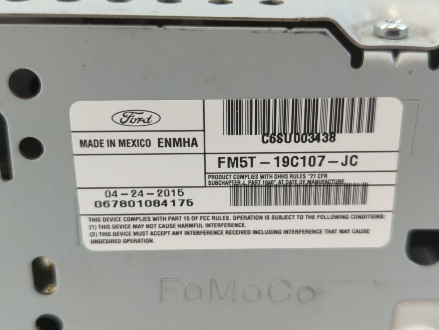 2012-2014 Ford Focus Radio AM FM Cd Player Receiver Replacement P/N:FM5T-19C107-JC Fits Fits 2012 2013 2014 OEM Used Auto Pa