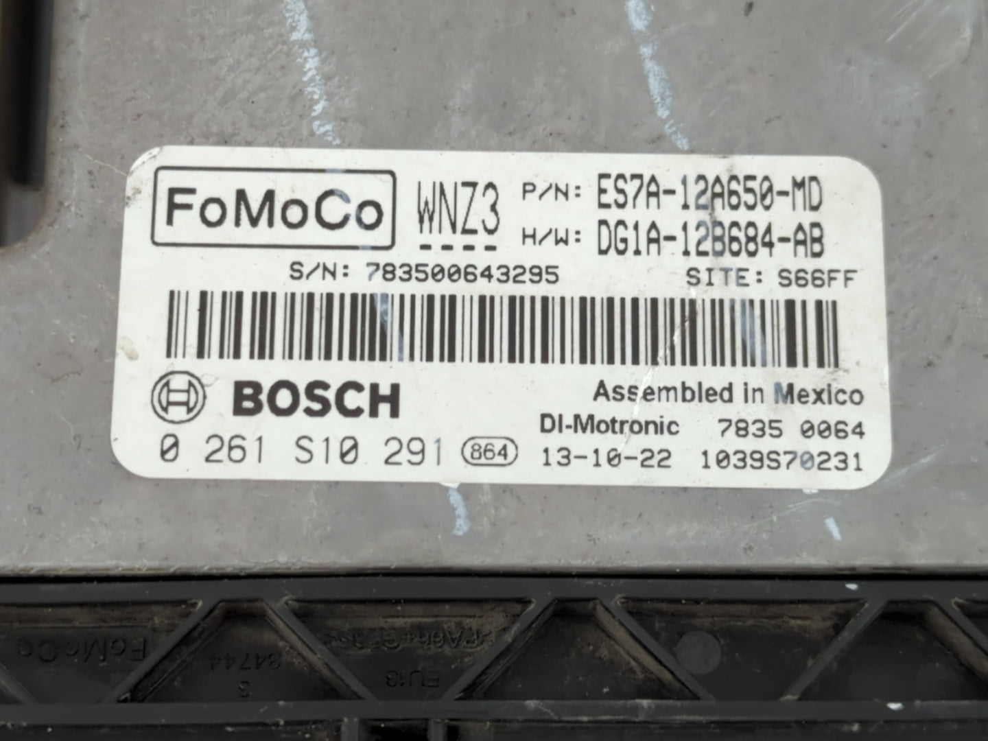 2014 Ford Fusion PCM Engine Control Computer ECU ECM PCU OEM P/N:ES7A-12A650-MD 0 261 S10 294 Fits OEM Used Auto Parts - Oem