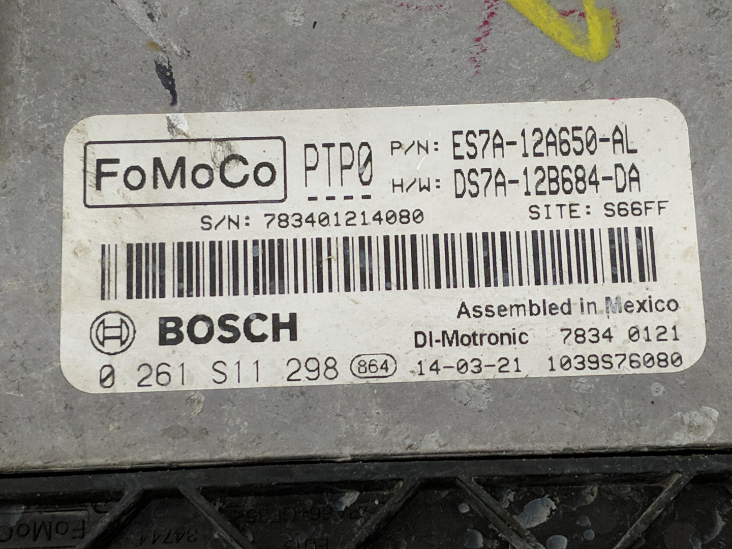 2014-2016 Ford Fusion PCM Engine Control Computer ECU ECM PCU OEM P/N:ES7A-12A650-AL Fits Fits 2014 2015 2016 OEM Used Auto 