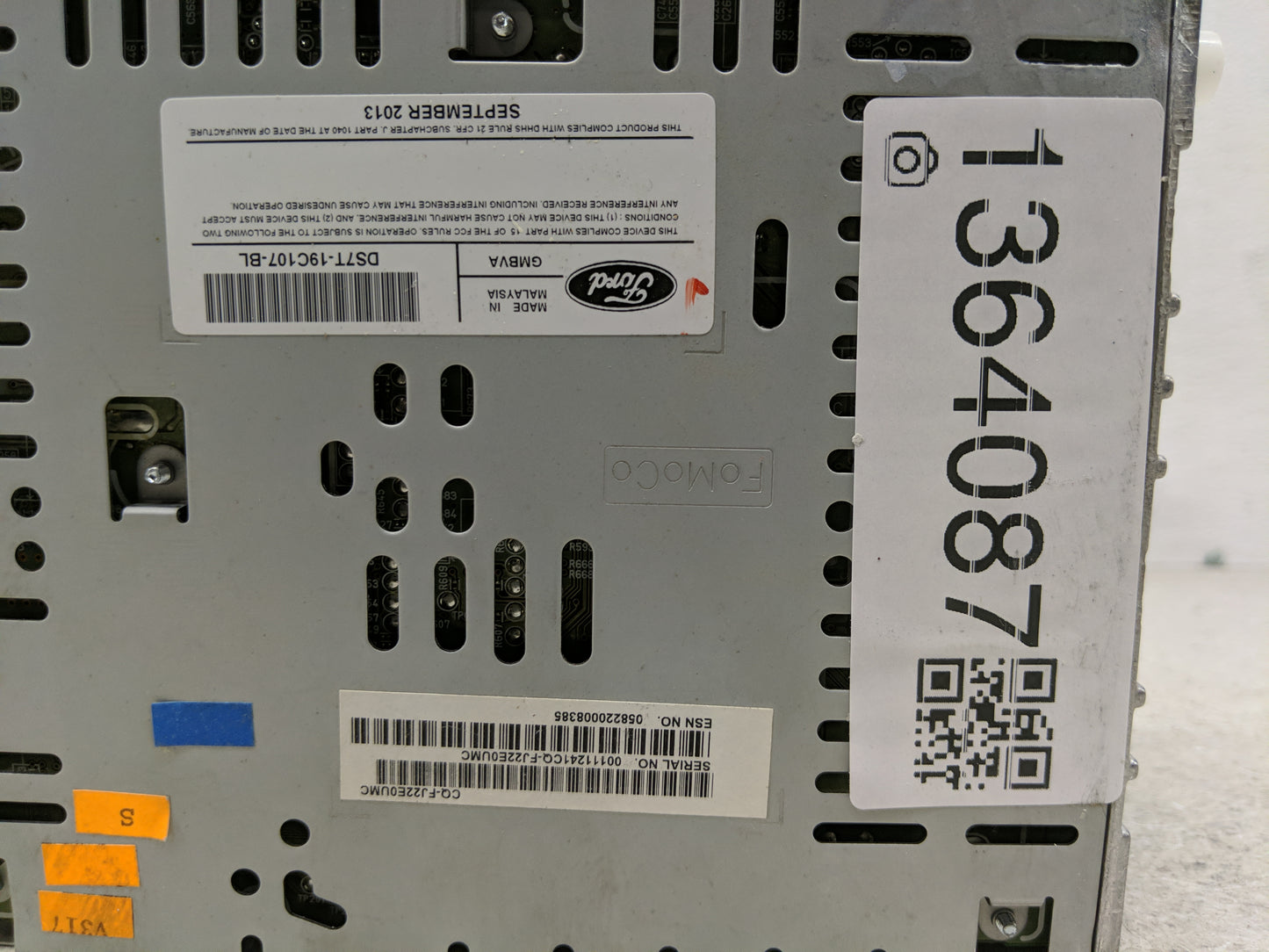 2013-2015 Ford Fusion Radio AM FM Cd Player Receiver Replacement P/N:DS7T-19C107-BL Fits Fits 2013 2014 2015 OEM Used Auto P