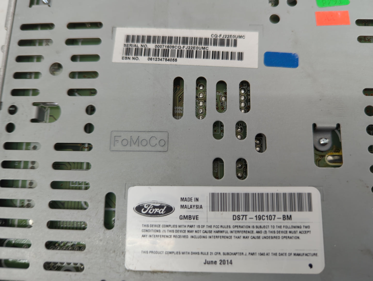 2014-2015 Ford Fusion Radio AM FM Cd Player Receiver Replacement P/N:DS7T-19C107-BM Fits Fits 2014 2015 OEM Used Auto Parts 