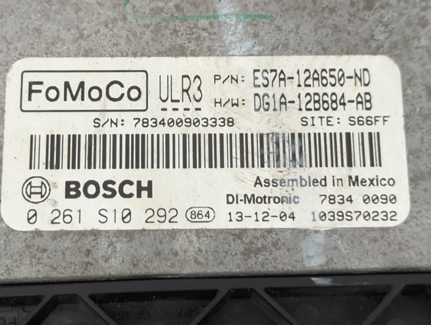 2014 Ford Fusion PCM Engine Control Computer ECU ECM PCU OEM P/N:ES7A-12A650-ND 0 261 S10 292 Fits OEM Used Auto Parts - Oem