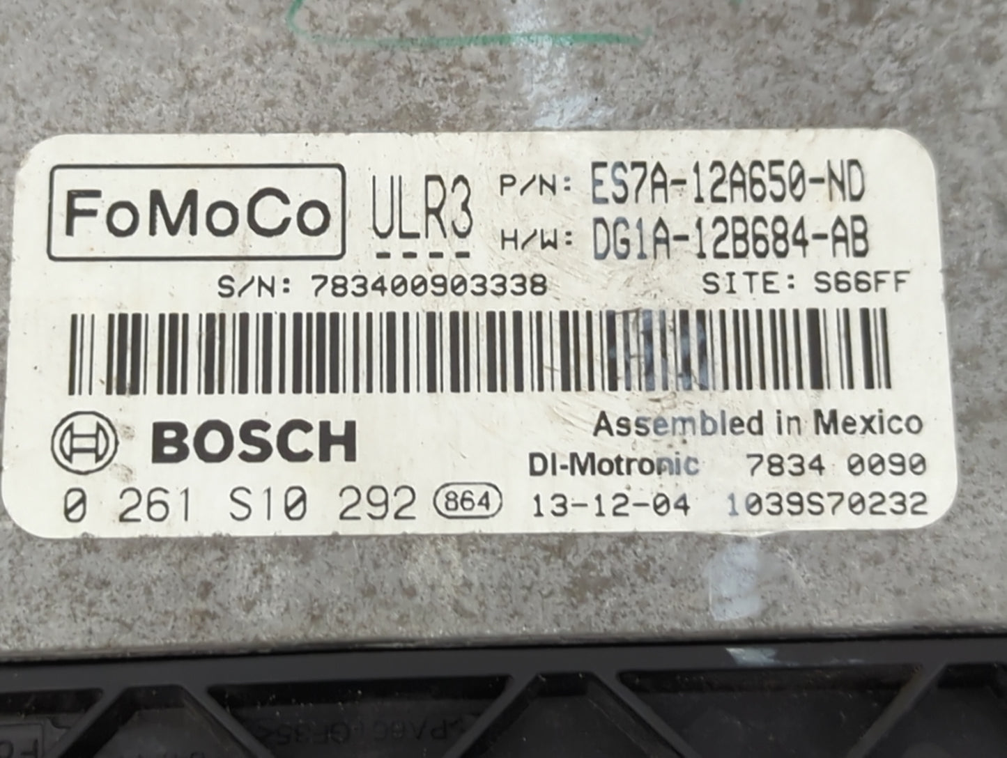 2014 Ford Fusion PCM Engine Control Computer ECU ECM PCU OEM P/N:ES7A-12A650-ND 0 261 S10 292 Fits OEM Used Auto Parts - Oem