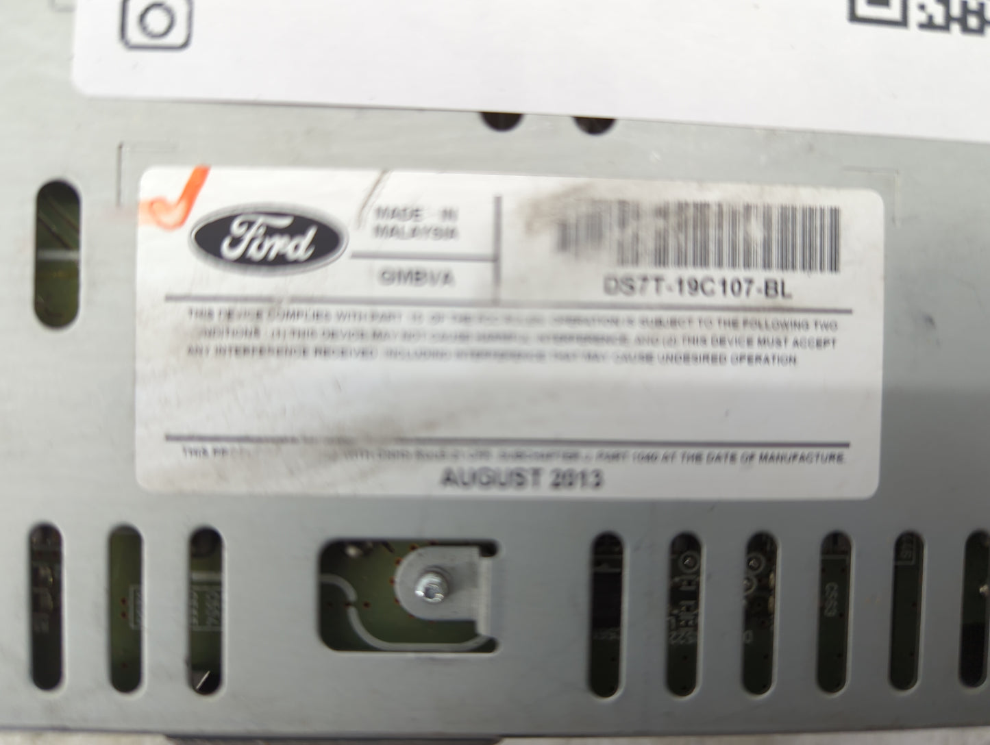 2013-2015 Ford Fusion Radio AM FM Cd Player Receiver Replacement P/N:DS7T-19C107-BL Fits Fits 2013 2014 2015 OEM Used Auto P