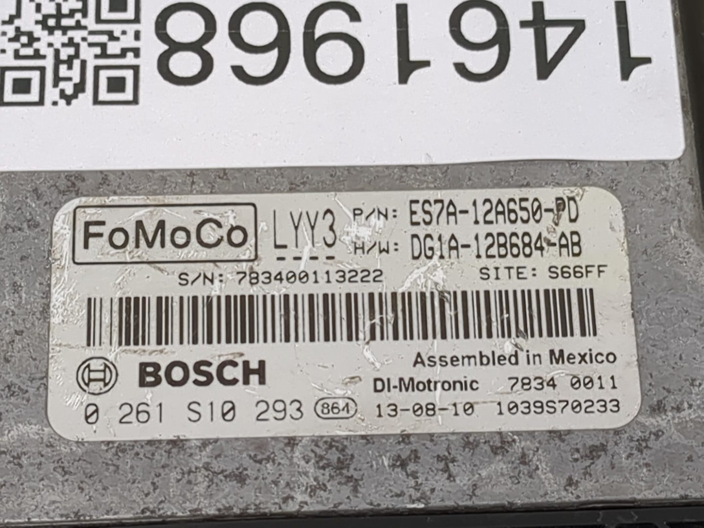 2014 Ford Fusion PCM Engine Control Computer ECU ECM PCU OEM P/N:DG1A-12B684-AB ES7A-12A650-PD, 0 261 S10 293 Fits OEM Used 