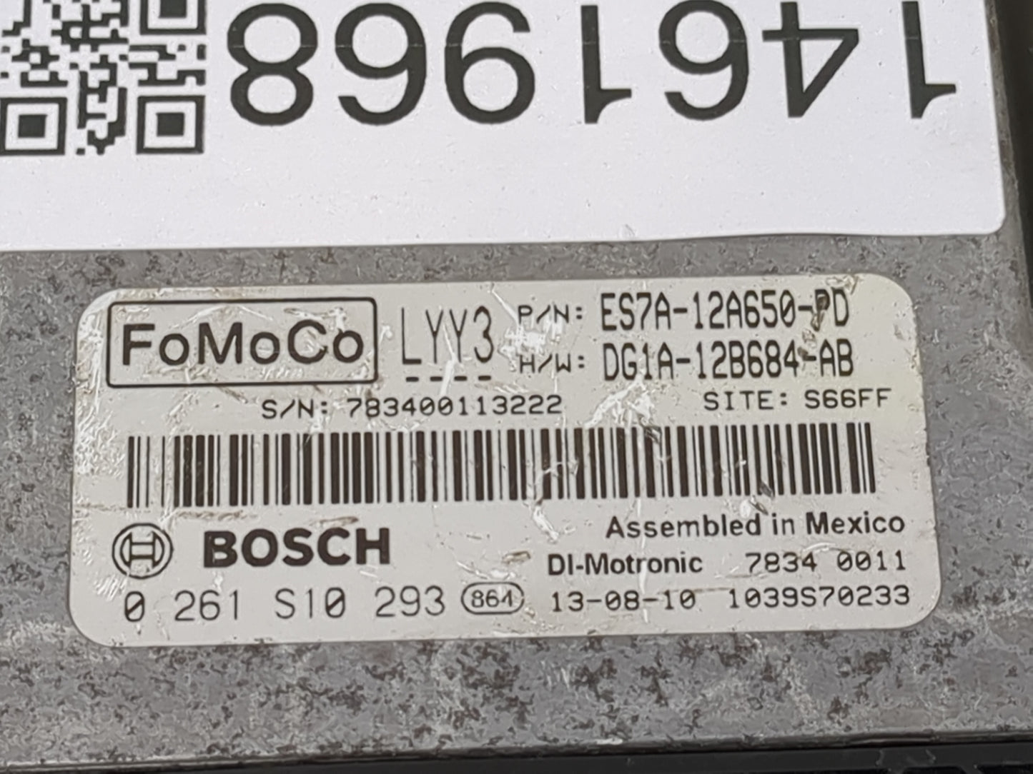 2014 Ford Fusion PCM Engine Control Computer ECU ECM PCU OEM P/N:DG1A-12B684-AB ES7A-12A650-PD, 0 261 S10 293 Fits OEM Used 