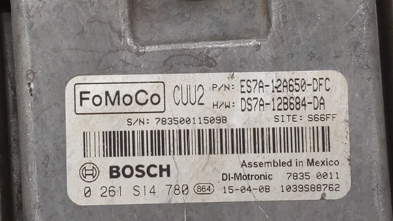 2014-2016 Ford Fusion PCM Engine Control Computer ECU ECM PCU OEM P/N:ES7A-12A650-EK ES7A-12A650-AL Fits Fits 2014 2015 2016