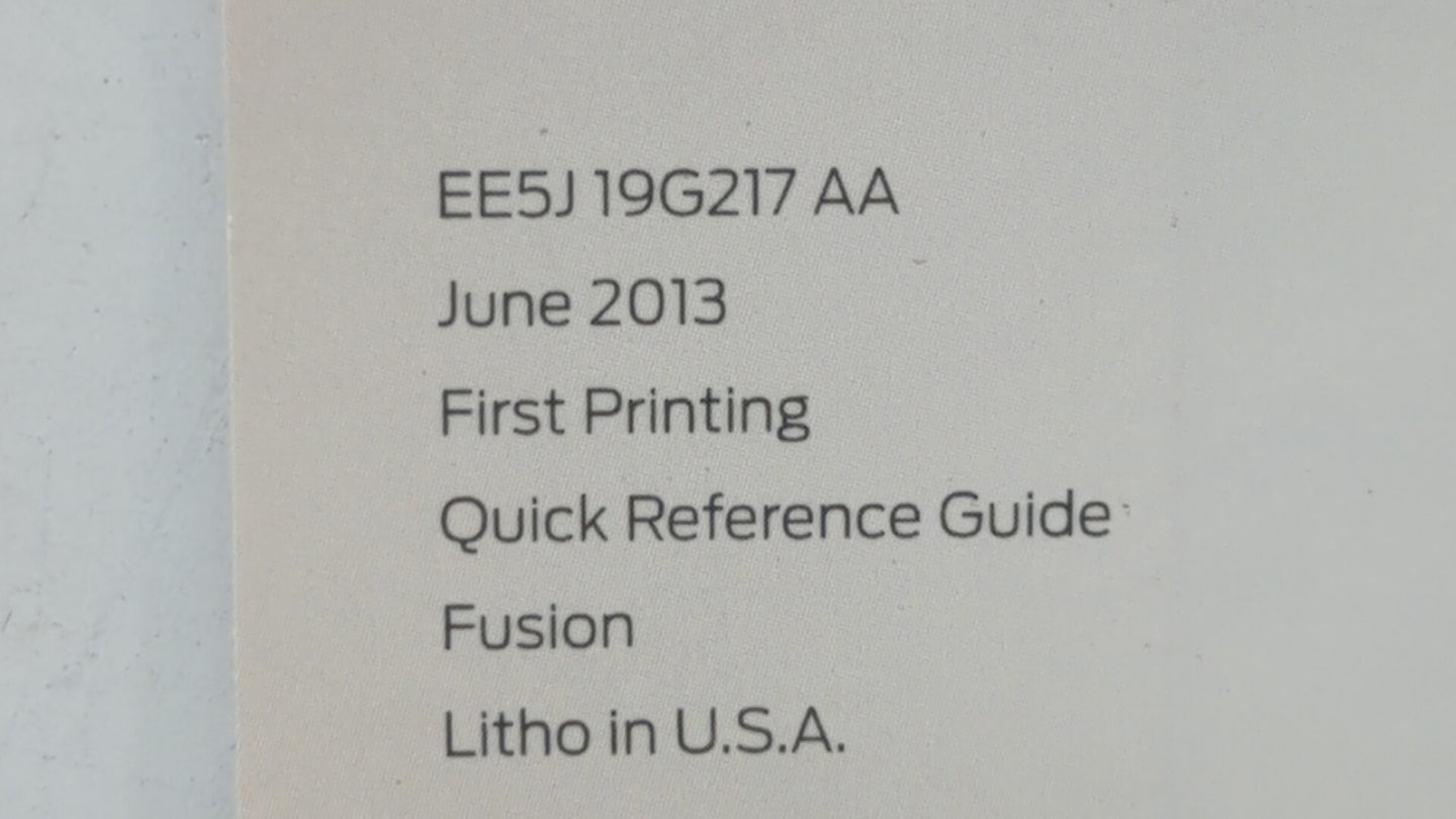 2014 Ford Fusion Owners Manual Book Guide OEM Used Auto Parts - Oemusedautoparts1.com