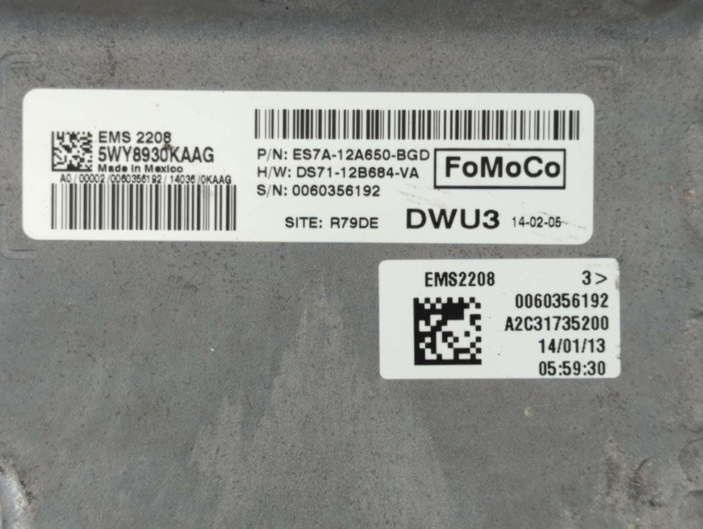 2014-2016 Ford Fusion PCM Engine Control Computer ECU ECM PCU OEM P/N:ES7A-12A650-BGD ES7A-12A650-BEA Fits Fits 2014 2015 20