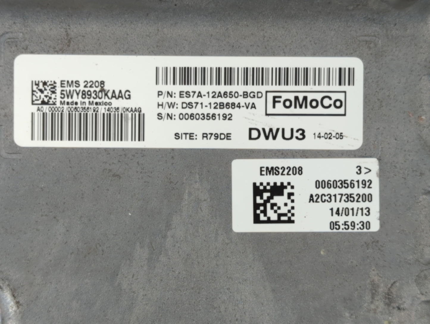 2014-2016 Ford Fusion PCM Engine Control Computer ECU ECM PCU OEM P/N:ES7A-12A650-BGD ES7A-12A650-BEA Fits Fits 2014 2015 20