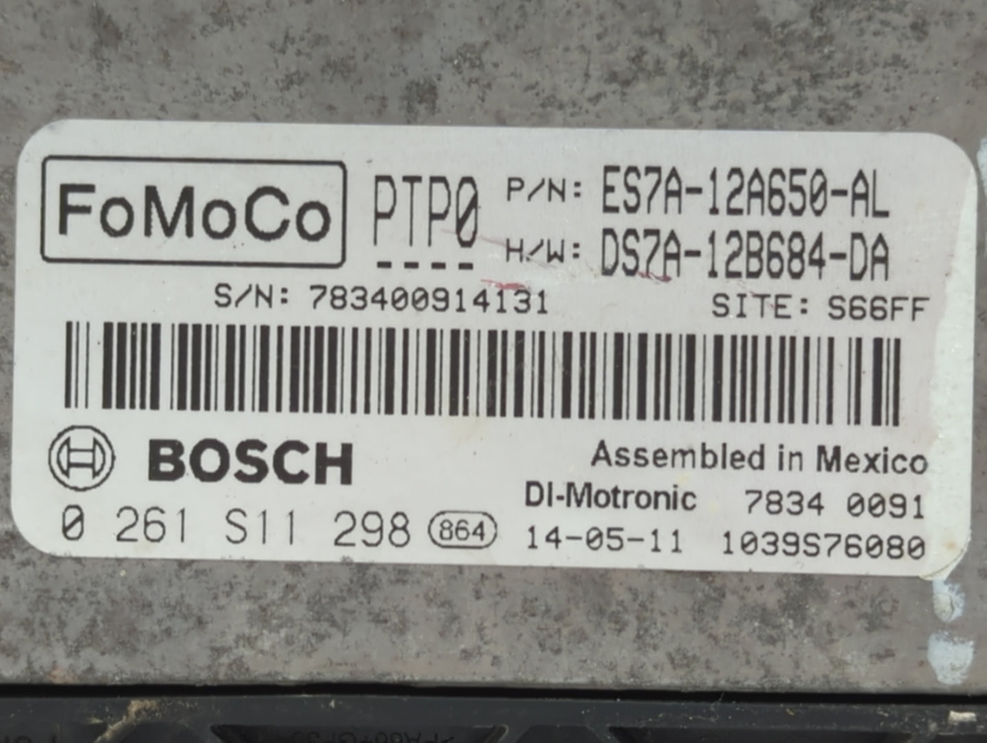 2014-2016 Ford Fusion PCM Engine Control Computer ECU ECM PCU OEM P/N:ES7A-12A650-AL Fits Fits 2014 2015 2016 OEM Used Auto 